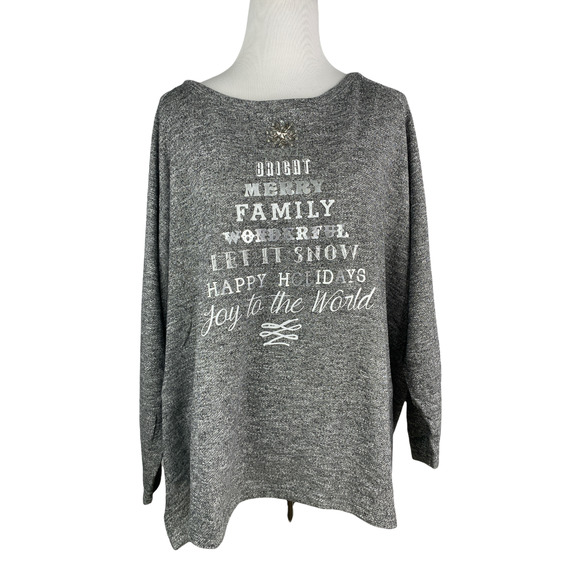 NEW AVE Leisure Christmas Tree Gray Top Size 30/32 - Picture 1 of 4